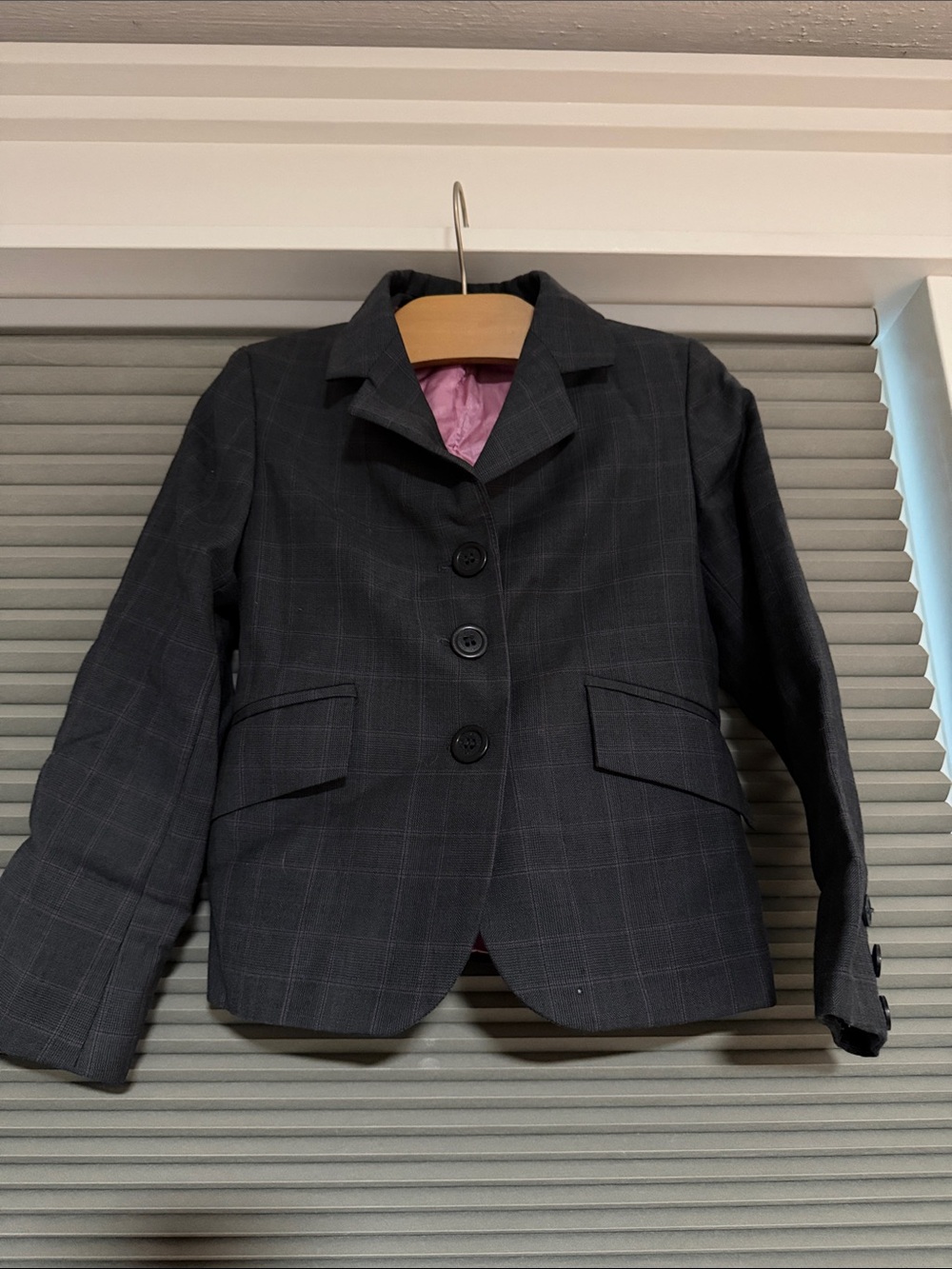 RJ Classics Charcoal Plaid Show Jacket with Pink Lining and Pink pin stripes